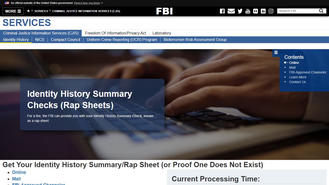 Identity History Summary Checks — FBI - Federal Bureau of Investigation